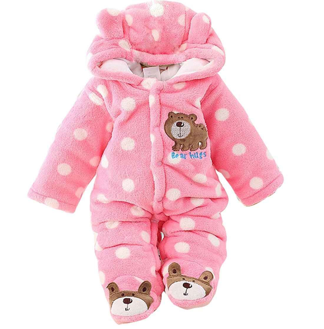 Gaorui Newborn Unisex Baby Winter Jumpsuit with Hood Romper Fleece Onesie All in One Snowsuit Outfits
