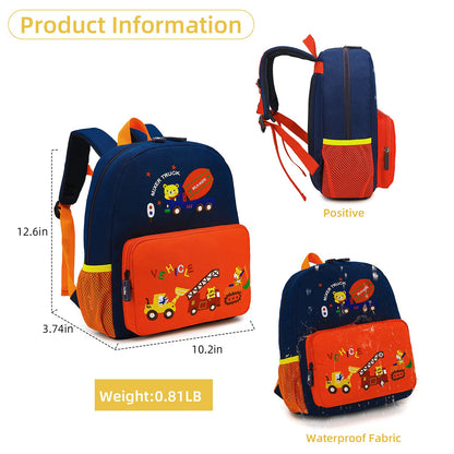 willikiva Car Dinosaur Toddler Kids Backpack for Boys and Girls Kids Waterproof Preschool Bag