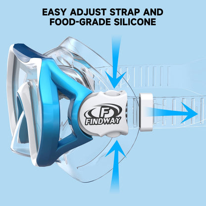 Findway Children's Diving Goggles, Swimming Goggles, Snorkel Mask for Boys Girls Teenagers, Diving Mask with Nose Cover, 180° Panorama, HD, Anti-Fog, Anti-Leak, Diving Goggles for Children 4-16 Years