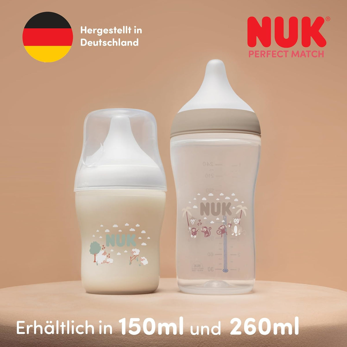 NUK First Choice+ Baby Bottle Starter Set | 0–6 months | 4 bottles with Temperature Control &amp; Bottle Box | Anti-Colic Air System | BPA-free | Disney Winnie the Pooh 