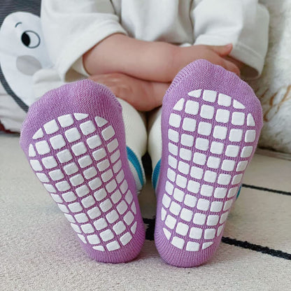 Pack of 5 Baby Toddler ABS Non-Slip Socks, Trainer Socks, Animal Motifs, Cotton
