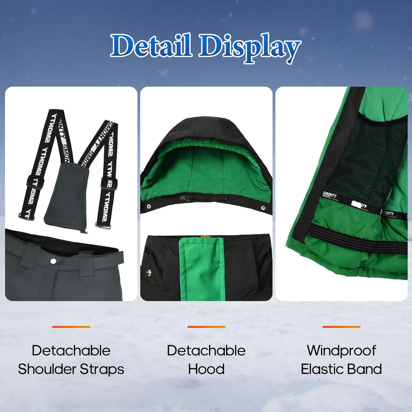 Kinder Schneeanzug für Jungen, Winter Skijacke und Hosen Set mit Kapuzenriemen, winddicht, wasserdicht, warmer Mantel
