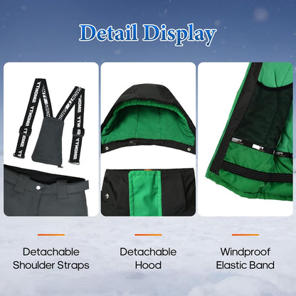 Kinder Schneeanzug für Jungen, Winter Skijacke und Hosen Set mit Kapuzenriemen, winddicht, wasserdicht, warmer Mantel