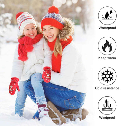 CUINIUNAID Fausthandschuhe Kinder Fäustlinge Kinder Wasserdicht Warm Fleece Weihnachten Kinder Thermohandschuhe für 1-9 Jahre Winterhandschuhe Kinder Schneehandschuhe Kinder Ski Handschuhe