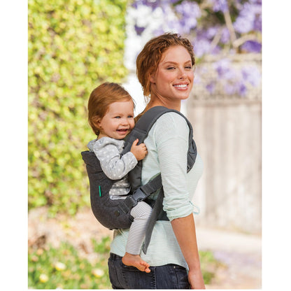 Infantino Flip Advanced 4-in-1 Babytrage, Ergonomisch, Umwandelbar, mit Blickrichtung Nach Innen und Außen, Vorne und Hinten Tragbar für Neugeborene bis Kleinkinder von 3,6-14,5 kg, Grau