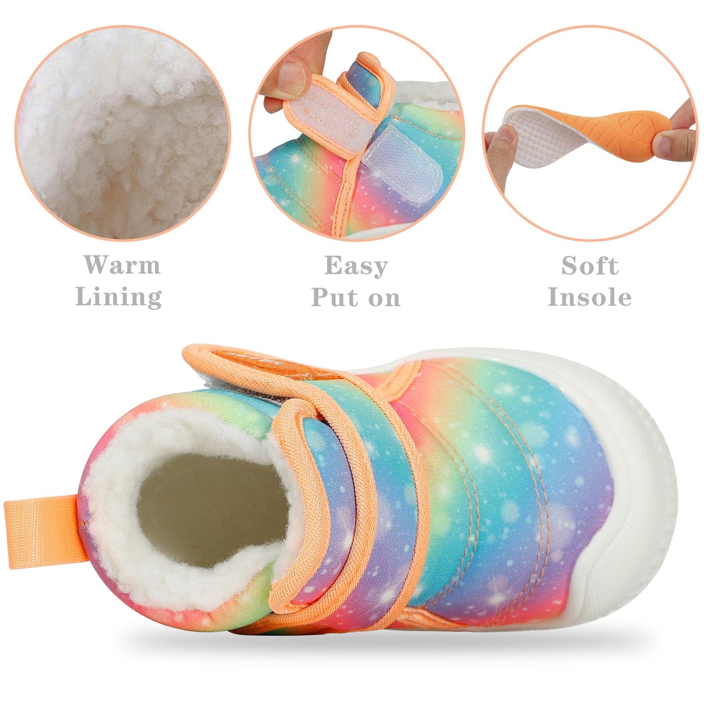 1-5 Years Baby Boys Girls Boots First Walking Shoes Toddler Winter Boots Warne Fur Lined Winter Shoes