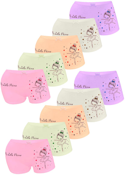 LOREZA ® 10er Pack Mädchen Pantys Boxershorts Unterwäsche aus Baumwolle - Gr. 92-170
