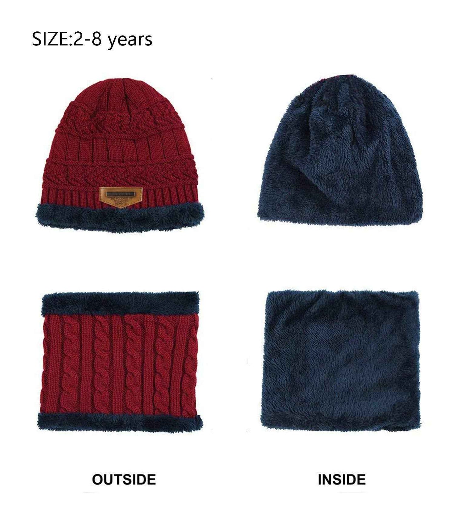 K.tchard Children’s Winter Hat, Beanie Hat with Scarf Set, Slouchy Knitted Hat, Warm Knitted, Skull Cap, Fleece Lining Hat 2–8 Years