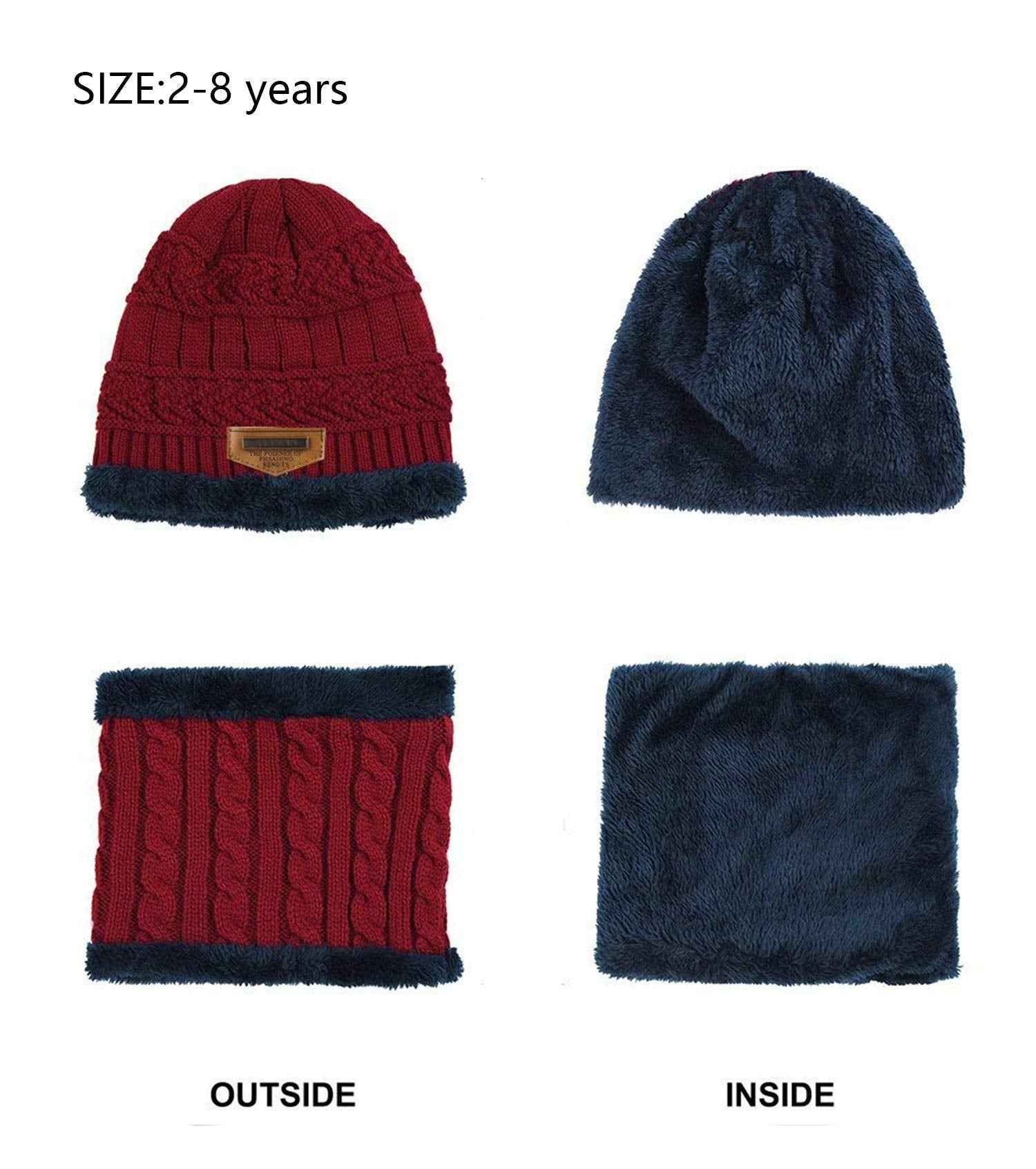 K.tchard Children’s Winter Hat, Beanie Hat with Scarf Set, Slouchy Knitted Hat, Warm Knitted, Skull Cap, Fleece Lining Hat 2–8 Years