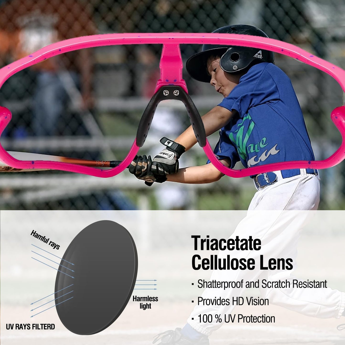 DUCO DK268 Children's Sunglasses Youth Baseball Sunglasses Lightweight TR90 Frame UV400 Sports Cycling Sunglasses for Boys Girls