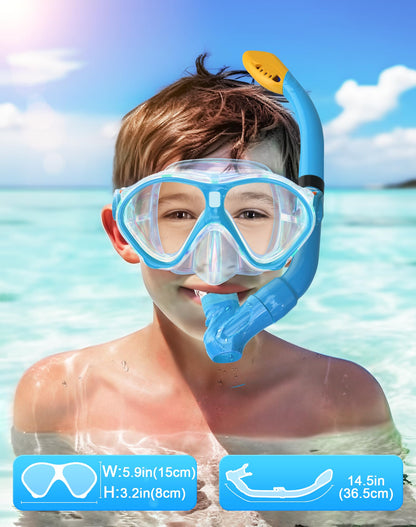 Gintenco Schnorchelset Kinder, Taucherbrille Kinder mit Schnorchel Anti-Fog Panorama-Weitsicht, Anti-Leck schnorchelmaske,Tauchmaske für Schwimmen Schnorcheln 4-16 Jahre