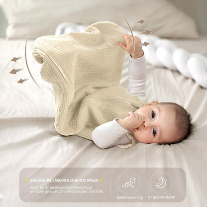 lulumoon Baby Sleeping Bag for 3-9 Months: Muslin Sleeping Bag Baby for Boys and Girls - Cotton Baby Sleeping Bag for 70 cm All-Year Children's Room