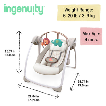 Ingenuity, tragbare Babyschaukel, Cuddle lamp - mit Melodien, Zeit- und Schaukeleinstellung