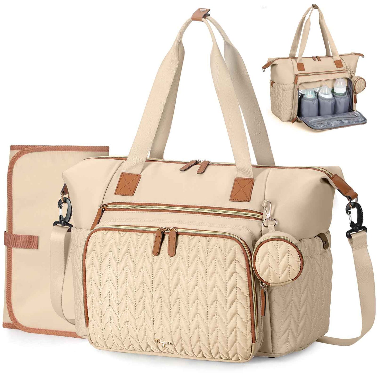 Wickeltasche mit Schnullertasche und Wickelunterlage, Wickelrucksack Multifunktions-Babytasche für Große Reisewindeltasche für Mama und Papa, isolierten Taschen-Dunkelblau