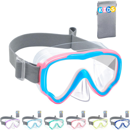 Vvinca Children's Diving Goggles with Fabric Band, Swimming Goggles Children for Years Boys Girls, Snorkel Mask Children 180° Panorama Anti-Leak Diving Mask Children for 3-13 Years
