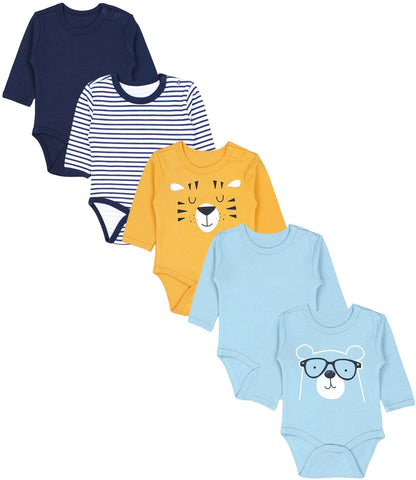 TupTam Baby Body Langarm – Weicher Body Baby 5er Pack aus Baumwolle, Unifarben, OEKO-TEX Zertifiziert