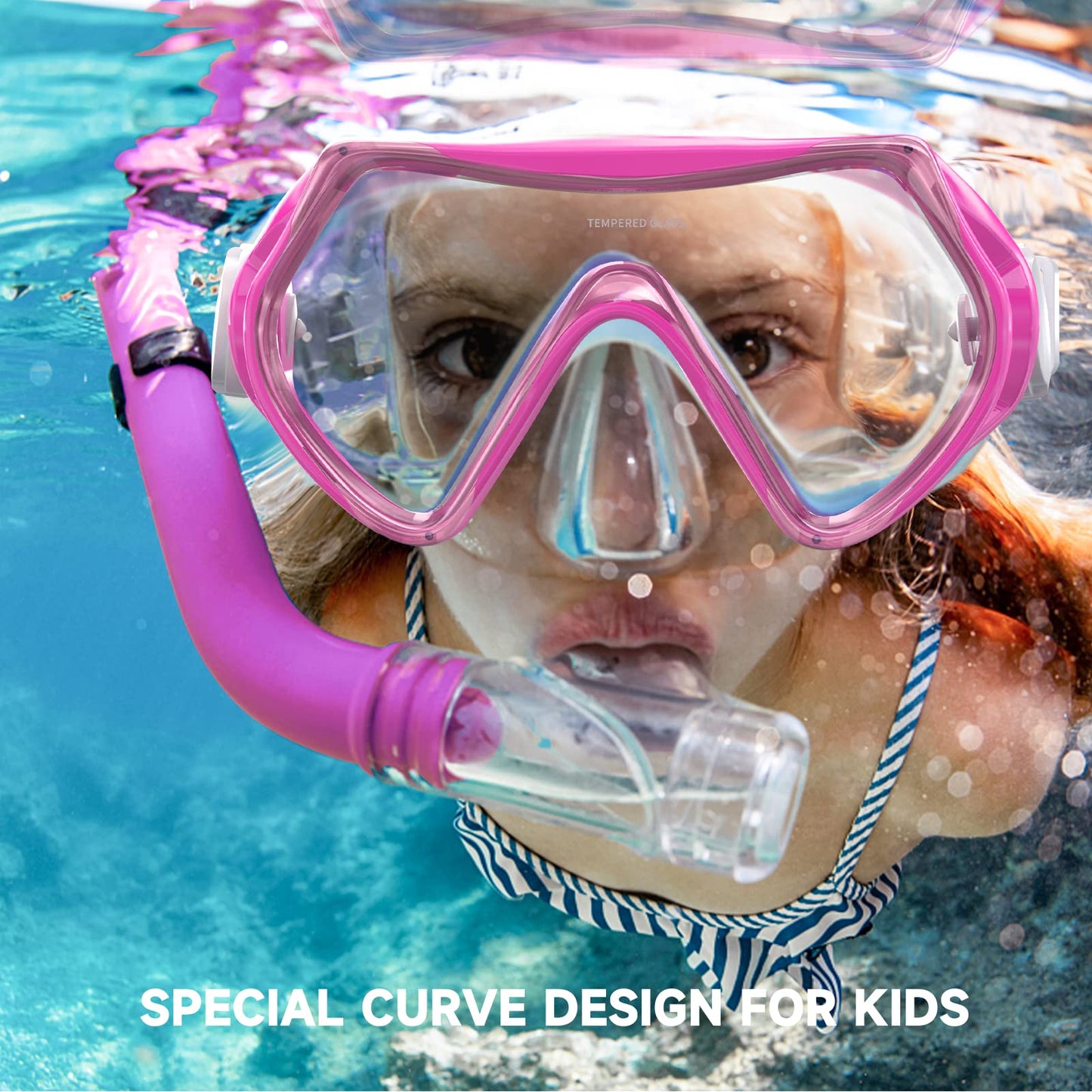 Findway Children's Diving Goggles, Swimming Goggles, Snorkel Mask for Boys Girls Teenagers, Diving Mask with Nose Cover, 180° Panorama, HD, Anti-Fog, Anti-Leak, Diving Goggles for Children 4-16 Years