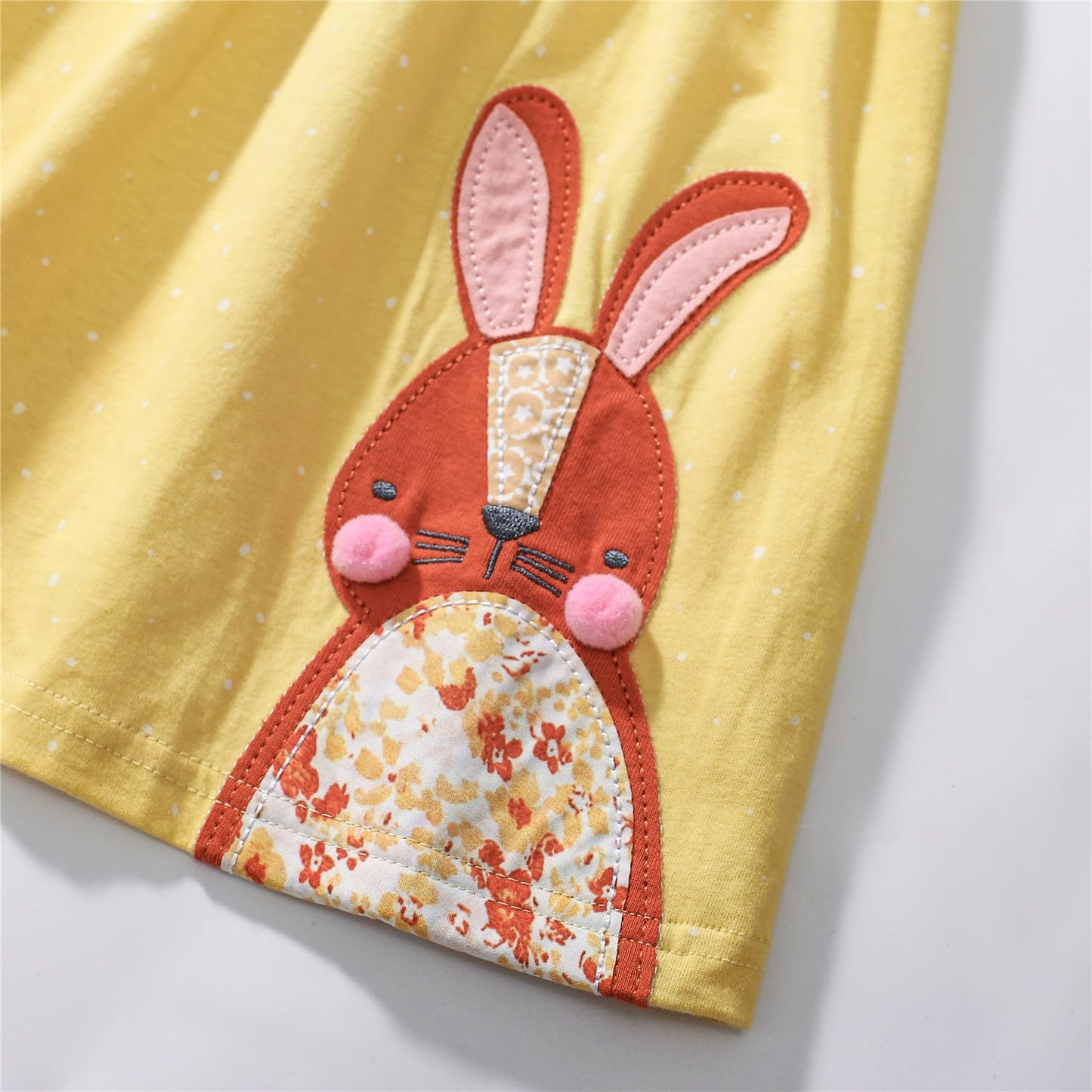 Kleinkind Mädchen Kurze Ärmel Ostern Kleid Baumwolle lässig Jersey Shirt Playwear Applique Kleid