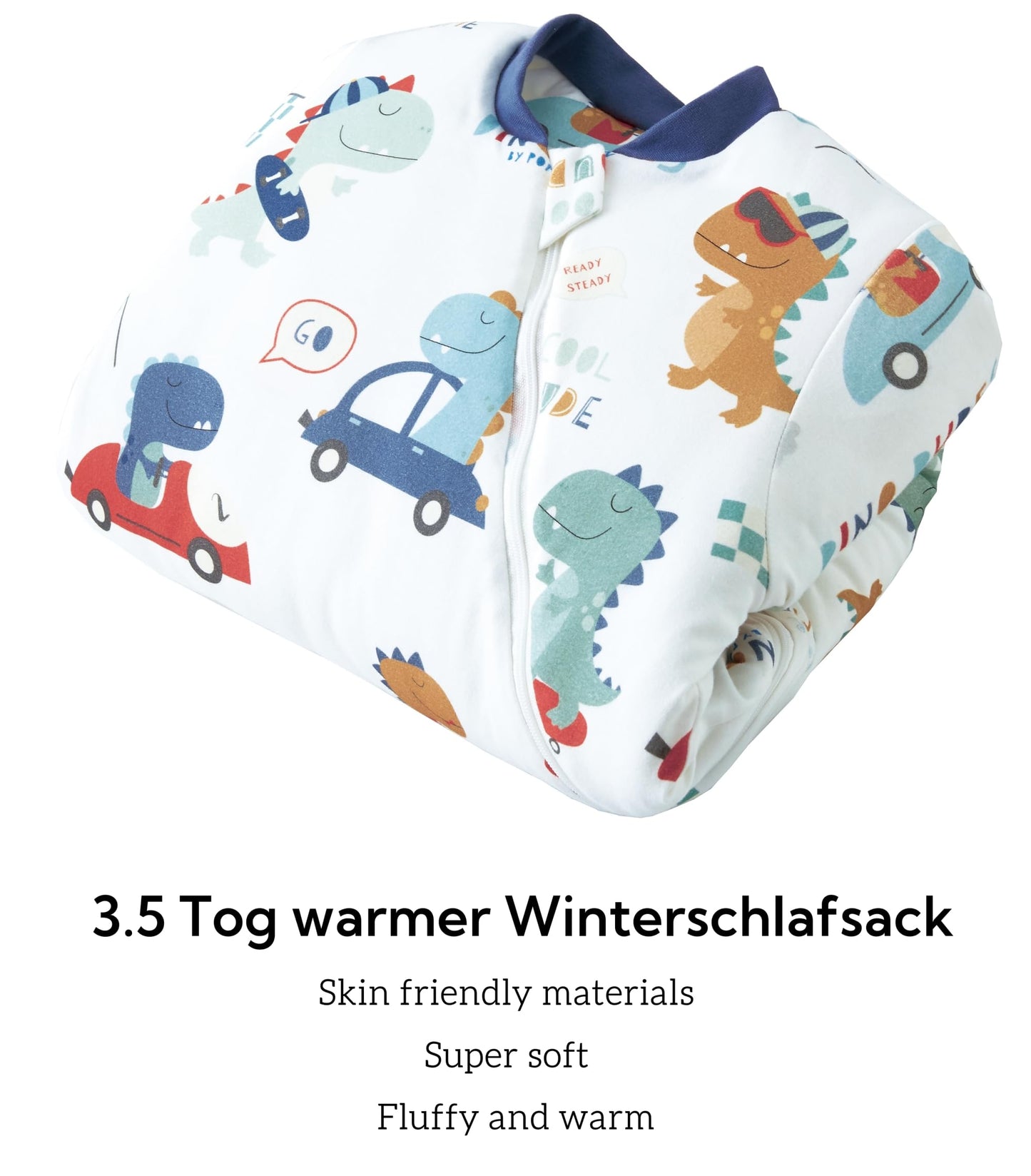 Chilsuessy Baby Sleeping Bag Winter with Removable Long Sleeve Organic Cotton Baby Sleeping Bag Small Children All-Year Sleeping Bag Pyjamas for Boys and Girls, Crown/2.5 Tog, 75-90 cm