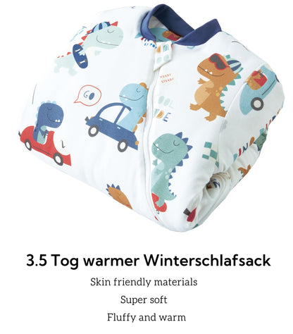 Chilsuessy Baby Sleeping Bag Winter with Removable Long Sleeve Organic Cotton Baby Sleeping Bag Small Children All-Year Sleeping Bag Pyjamas for Boys and Girls, Crown/2.5 Tog, 75-90 cm