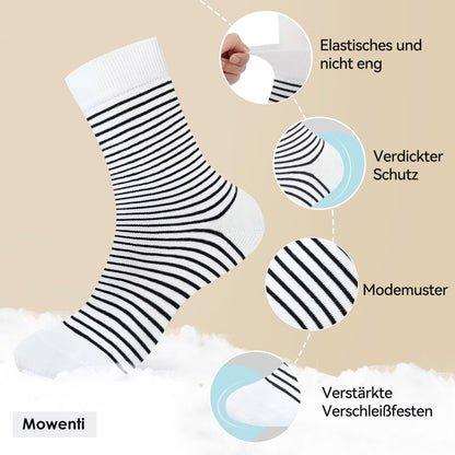 Mowenti Socken Mädchen 35-38 sportsocken strümpfe socks Mädchensocken bunte schwarz Streifen Punkte baumwollsocken 10 Paar