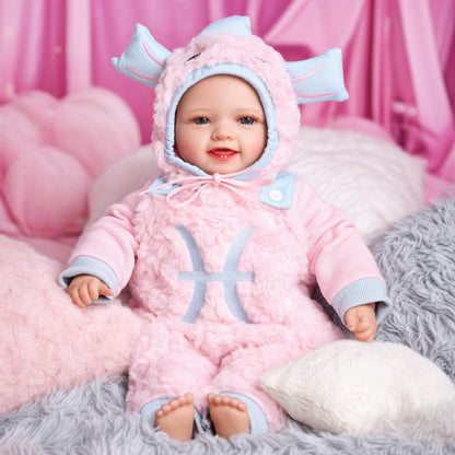 BABESIDE Baby Puppe - 43 cm / 17 Zoll Mädchen Babypuppen mit Stoffkörper - Babypuppe Mit Bezauberndem Outfit, Schnuller Und Babyflasche Als Geschenk FüR Kinder Ab 2 Jahren