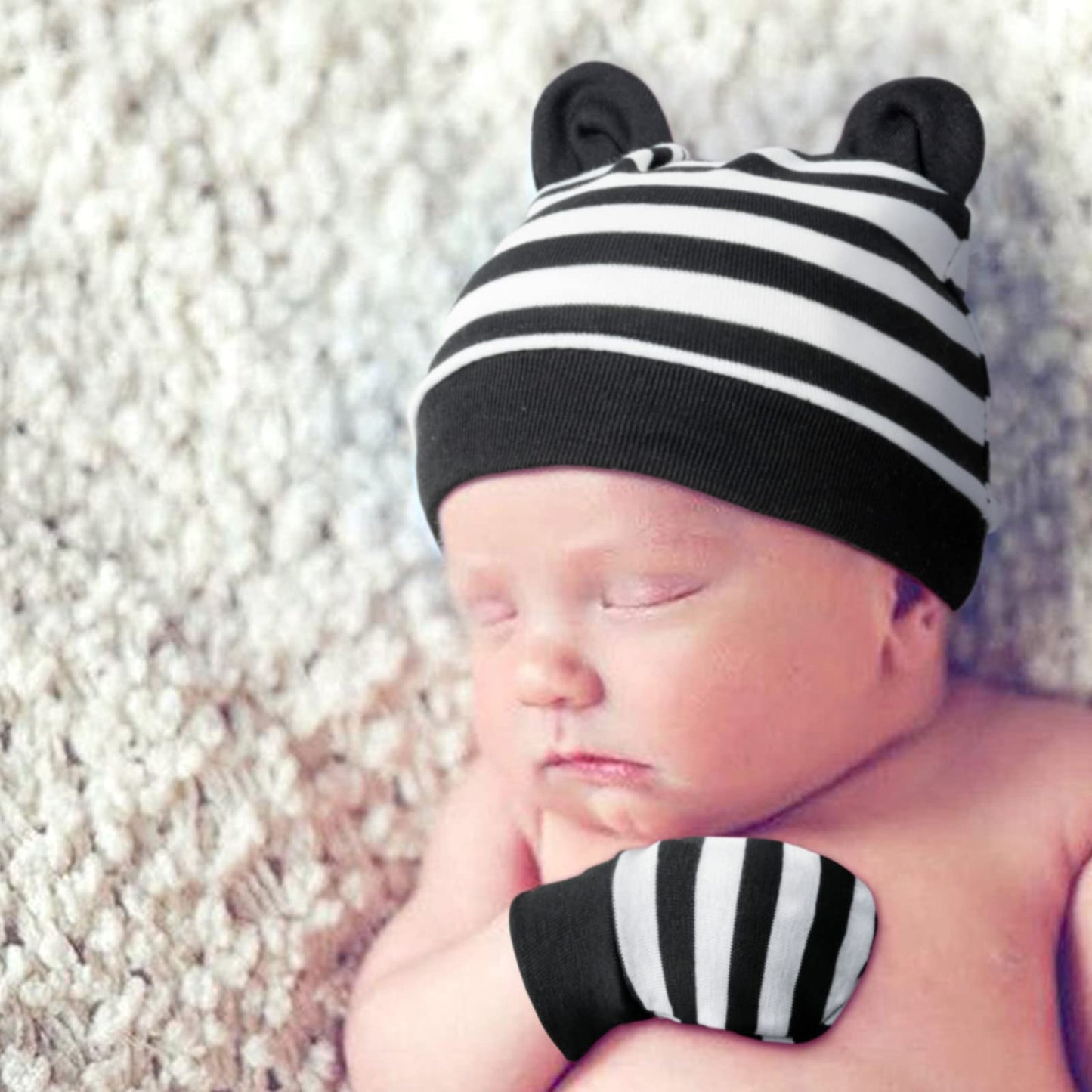 DRESHOW Newborn Baby Hat and Gloves Set Beanie Clothing Unisex Infant Hat Kindergarten Cap Baby Boys Girls 0-6 Months 