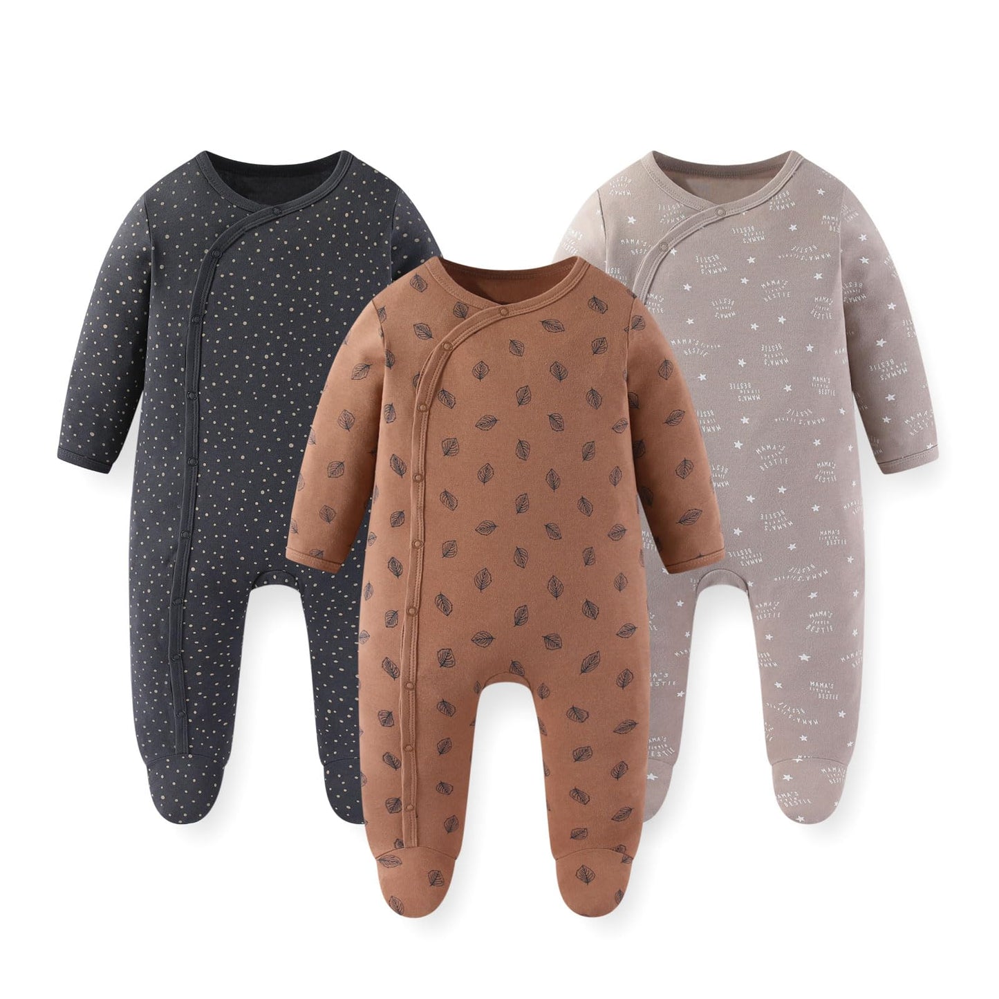 JELYLOVE Baumwolle Langarm Baby Jungen Mädchen Strampler 0-12 Monate Neugeborene Bekleidung 3er-Pack