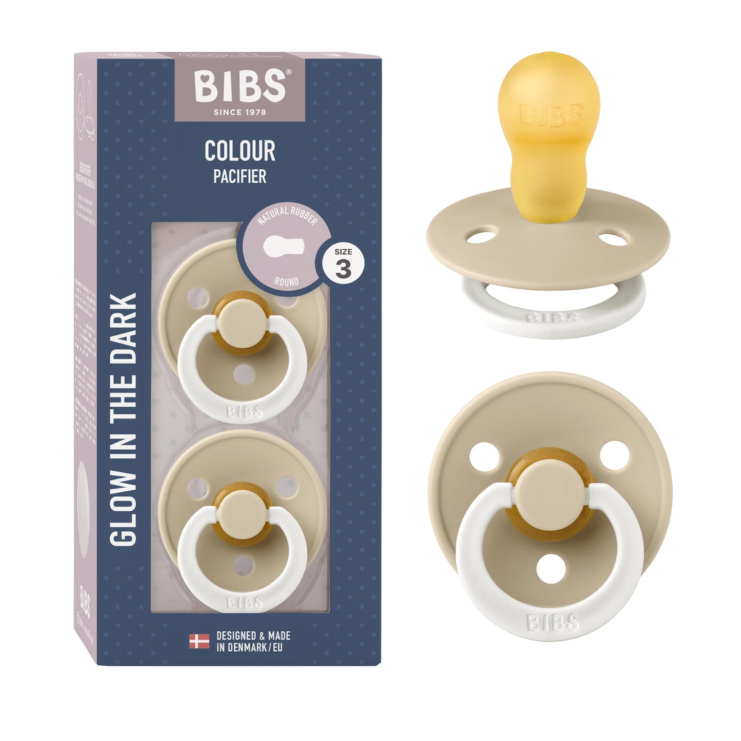 BIBS Colour Schnuller 2er-Pack, BPA-frei, Kirschform Nippel. Naturkautschuk/Latex, Hergestellt in Dänemark. Größe 2 | 6+ Monate | 2-Pack, Coral/Ruby