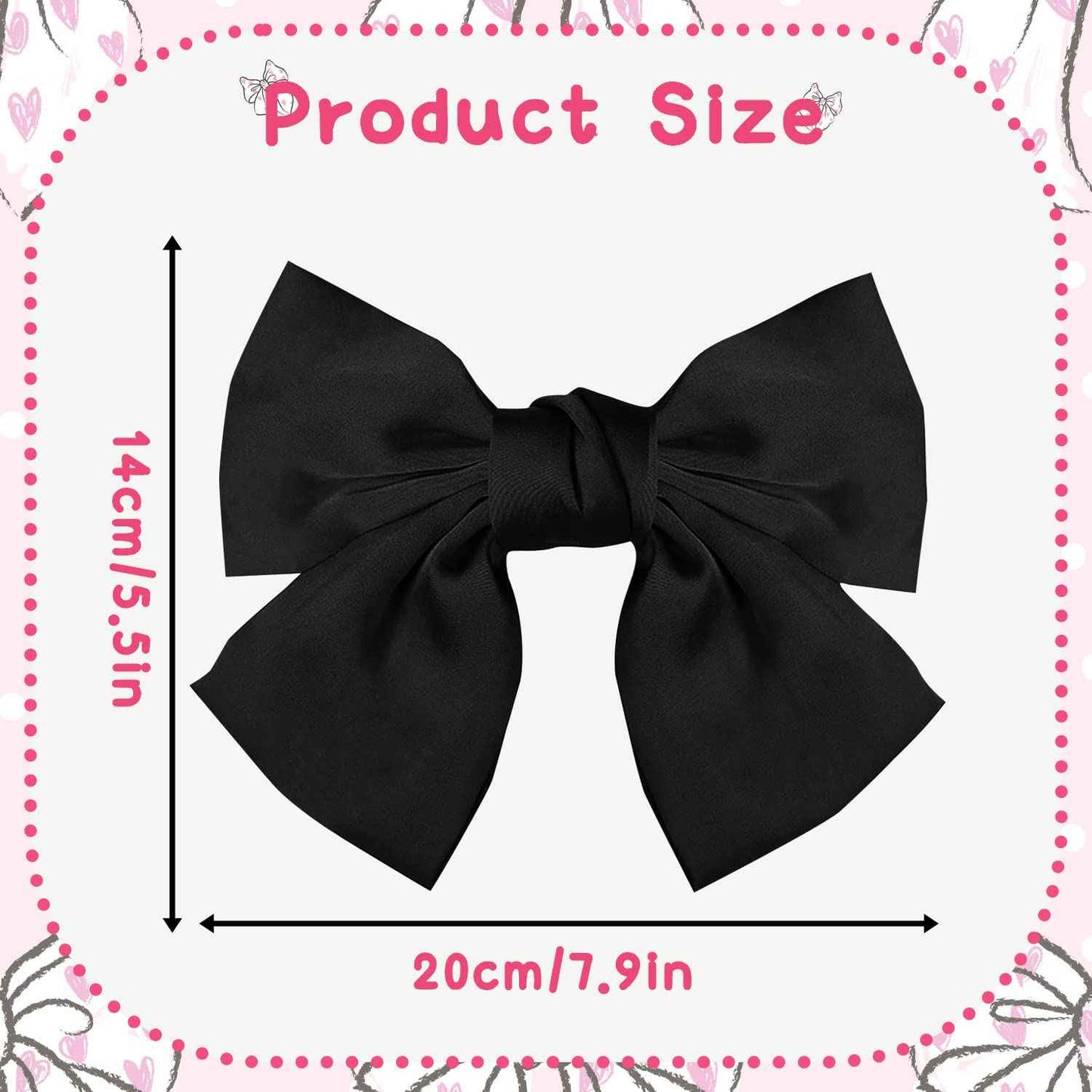 Bow Hair Clip, Pack of 2 Women Hair Bows Large Bow Hair Clip French Hair Clips Girls Hair Clips (Black + White)