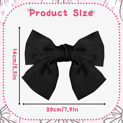 Bow Hair Clip, Pack of 2 Women Hair Bows Large Bow Hair Clip French Hair Clips Girls Hair Clips (Black + White)