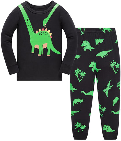 Jungen Pyjamas Dinosaurier Kinder Nachtwäsche Langarm Baumwolle Winter Weihnachten Pyjama Set Größe 92-152, 1-12 Jahre