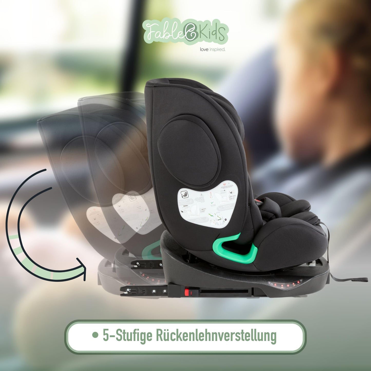FableKids NORA Kindersitz Grau | 360° drehbarer i-Size Autokindersitz 40–150 cm | Reboarder mit ISOFIX & Stützbein | höhenverstellbare Kopfstütze & Rückenlehne | ECE R129/04 zertifiziert - Meloni2