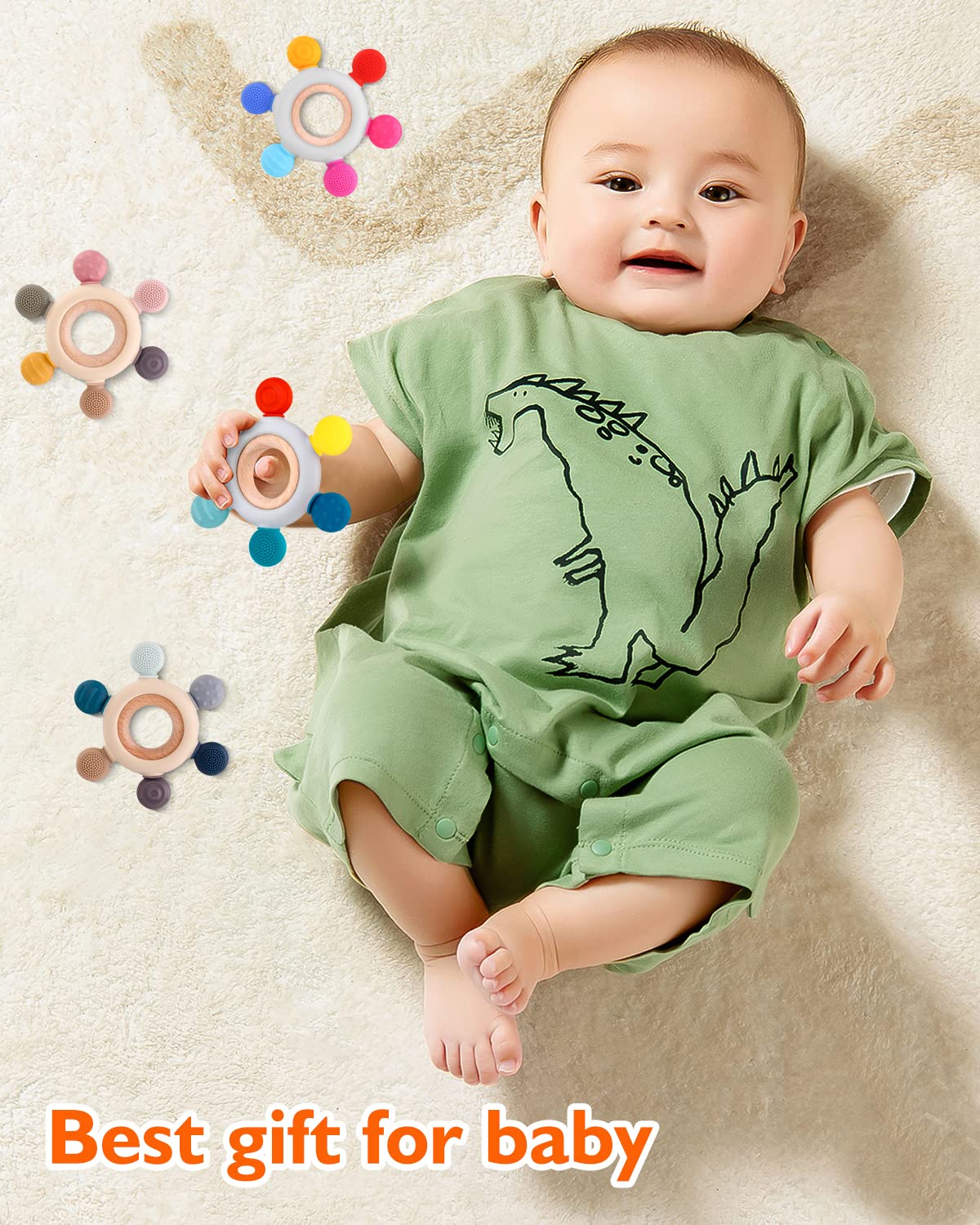 Beißring für Babys, Baby Zahnen Spielzeug aus Silikon, Ruder Greifling Beißspielzeug, BPA-frei Zahnen Nursing Zubehör für 3-6 6-12 Monate Kleinkinder, mädchen Junge Geschenk(Ruder B)