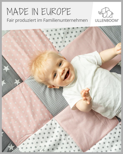 ULLENBOOM Krabbeldecke für Baby 80x80 cm, Outdoor-geeignet, 100% OEKO-TEX Materialien, Made in EU, Weich gepolstert, Eukalyptus - ideal als Spieldecke Baby - Meloni2