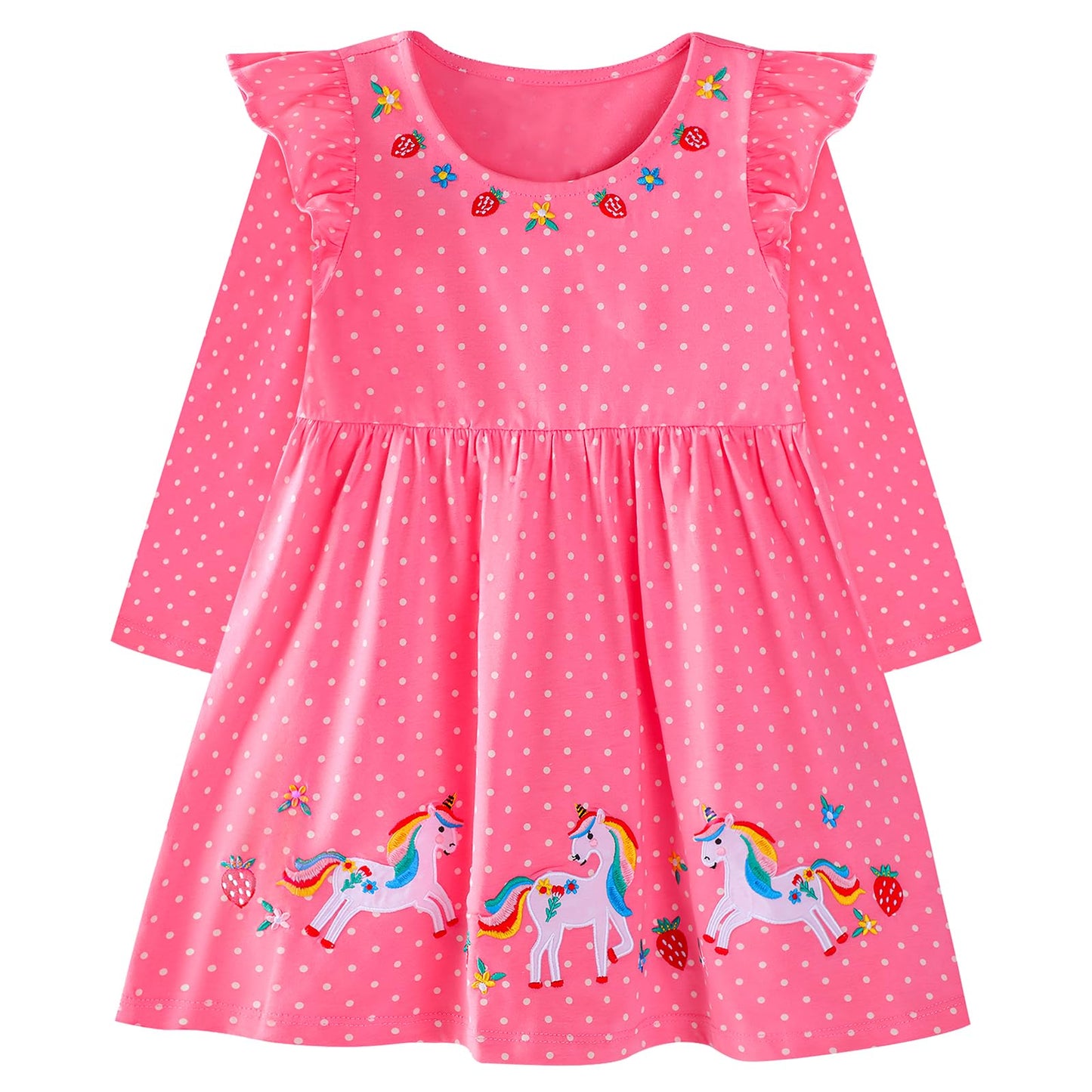 Mädchen Kleid Baumwolle Rundhals Rüschen Ärmellos Lässige Einhorn Cartoon-Applikationen Blau/Weiße Gestreift Kleidung Kinder Sommer Party Festliches Prinzessin A-Linie Kleider Gr. 98-128
