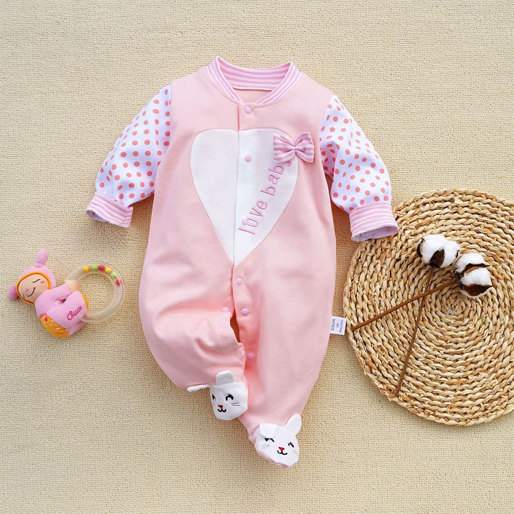 KIDDLETOWN Baby Pyjamas Newborn Baby Girls 0-3 Months Organic Cotton Long Sleeve Popper Frog Cartoon