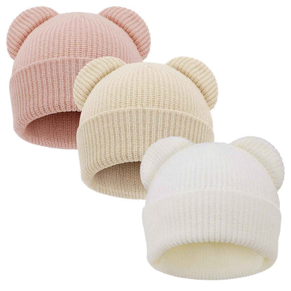 DRESHOW Toddler Beanie Baby Winter Hats Baby Soft Knitting Cute Bear Ears Hat for Boys Girls Warm Hat Hats for 0 Months - 24 Months