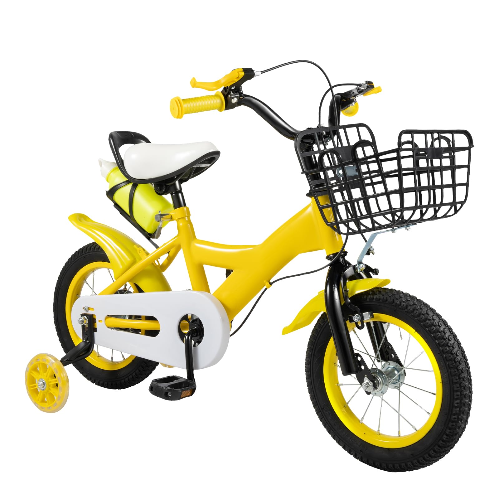 LKHDONG Kinderfahrrad 12 Zoll, Kinderrad für ab 2-4 Jahre, Tretfahrrad mit Stützräder und Korb, Kinder Fahrrad Mädchen Jungen, Fahrrad Kinder Höhenverstellbares - Meloni2