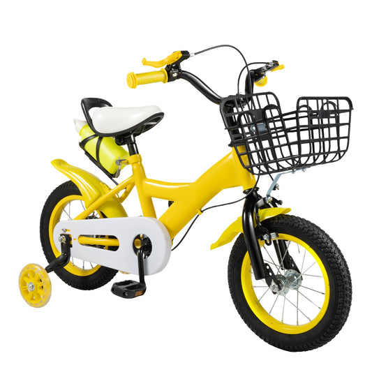 LKHDONG Kinderfahrrad 12 Zoll, Kinderrad für ab 2-4 Jahre, Tretfahrrad mit Stützräder und Korb, Kinder Fahrrad Mädchen Jungen, Fahrrad Kinder Höhenverstellbares - Meloni2