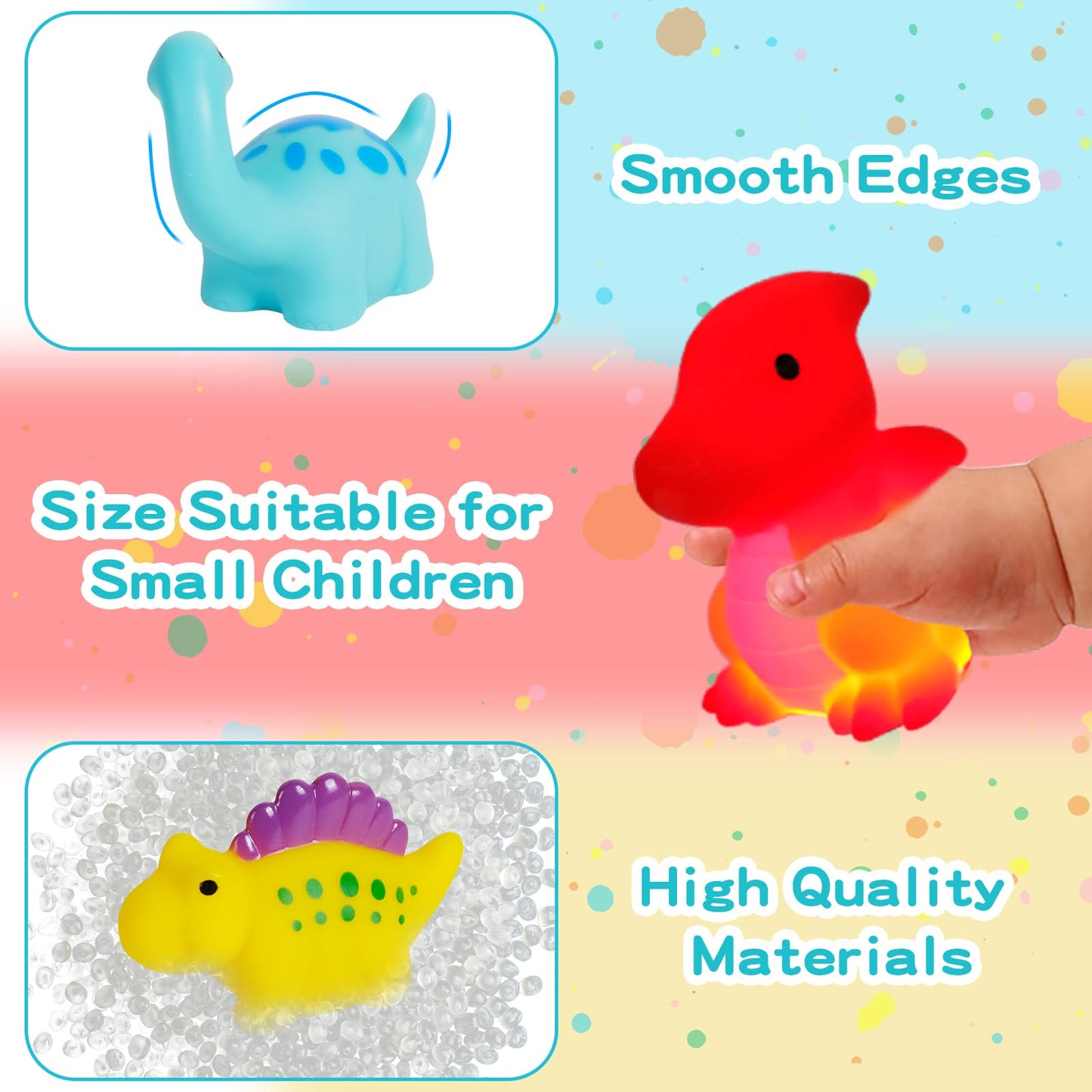 Jiosdo Bath Toy, Pack of 6 Dinosaur Bath Toys with Light, LED Bath Toy Children, Bath Toy Baby from 1 2 3 Years, Illuminates Water Toy, Bath Toys, Sensory Toy