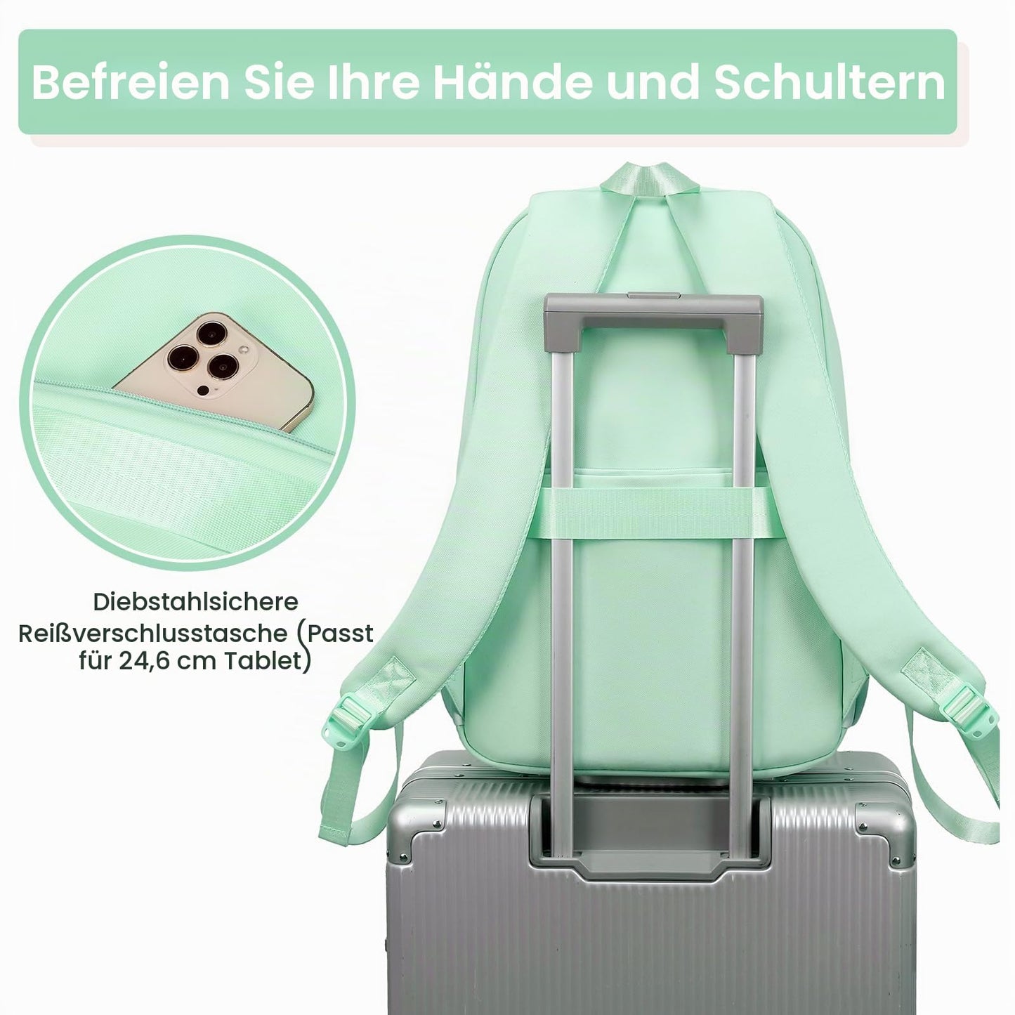 Tanou Schulrucksack Mädchen Schulranzen Kinder der 3.-7. Klasse, Rosa | Große Kapazität Schulrucksack Teenager, Leichter Nylon Mädchen Schultasche für Schule Reisen