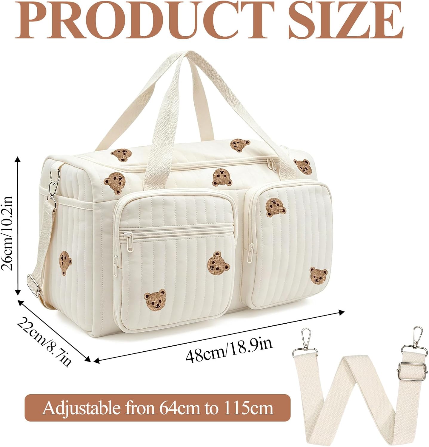 Baby Wickeltasche Große Kliniktasche 48x26x22cm Reisewindeltasche Tragetasche Baumwolle Henkeltaschen Mom Bag Diaper Bag Wickeltasche für Unterwegs, Geburt im Krankenhaus, Reisen, Kinderwagen