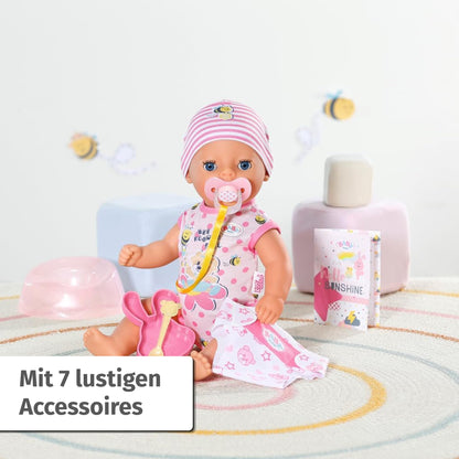 BABY born Lena (Little Baby Girl) 36cm, Babypuppe mit 7 Funktionen für Kleinkinder ab 1 Jahr, funktioniert ohne Batterie, 36 cm große Puppe, Black