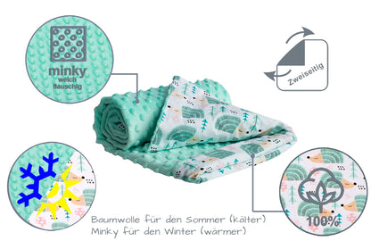 Medi Partners Babydecken Baby 100% Baumwolle Krabbeldecke Babydecke 75x100cm doppelseitig Kinderbett Minky Kuscheldecke Kinderwagen (REH mit grauem Minky)