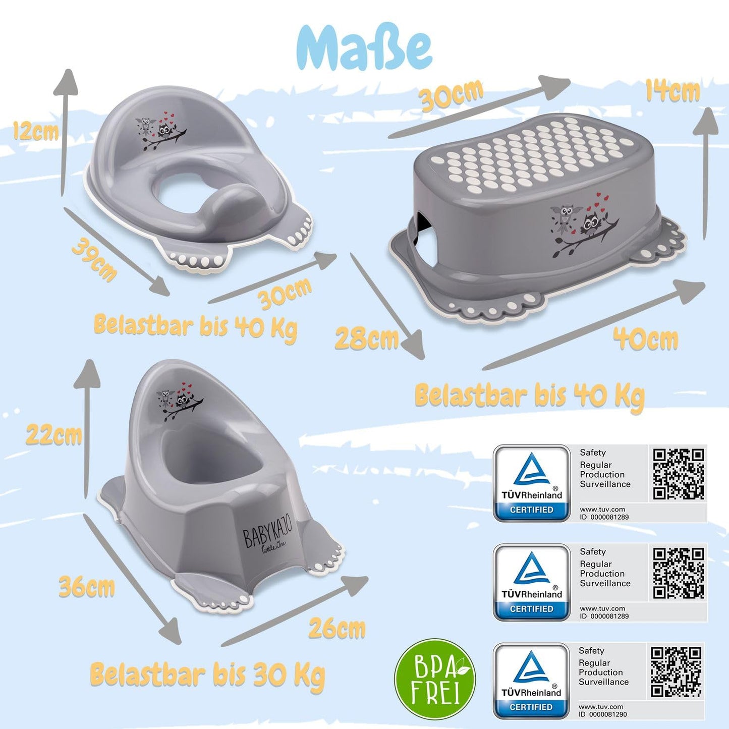 Baby Badewanne mit Gestell 4 Set TÜV Rheinland zertifiziert! Babybadewannen + Baby Badewannensitz +Abfluss + Gestell - Babywanne mit Ständer! Baby Pflegeset für Neugeborene.