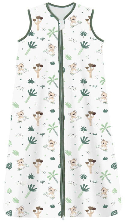 Chilsuessy Children's Sleeping Bag 1.5 Tog Pack of 2 Baby Sleeping Bag Made of 100% Cotton, Baby All-Year Sleeping Bag Pyjamas for Boys and Girls, 1.5 Tog/Elephant Lion + Green, 110 cm / Baby Height
