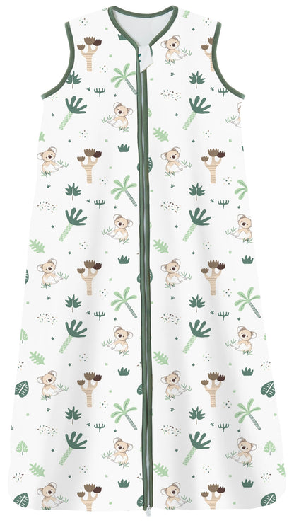 Chilsuessy Children's Sleeping Bag 1.5 Tog Pack of 2 Baby Sleeping Bag Made of 100% Cotton, Baby All-Year Sleeping Bag Pyjamas for Boys and Girls, 1.5 Tog/Elephant Lion + Green, 110 cm / Baby Height