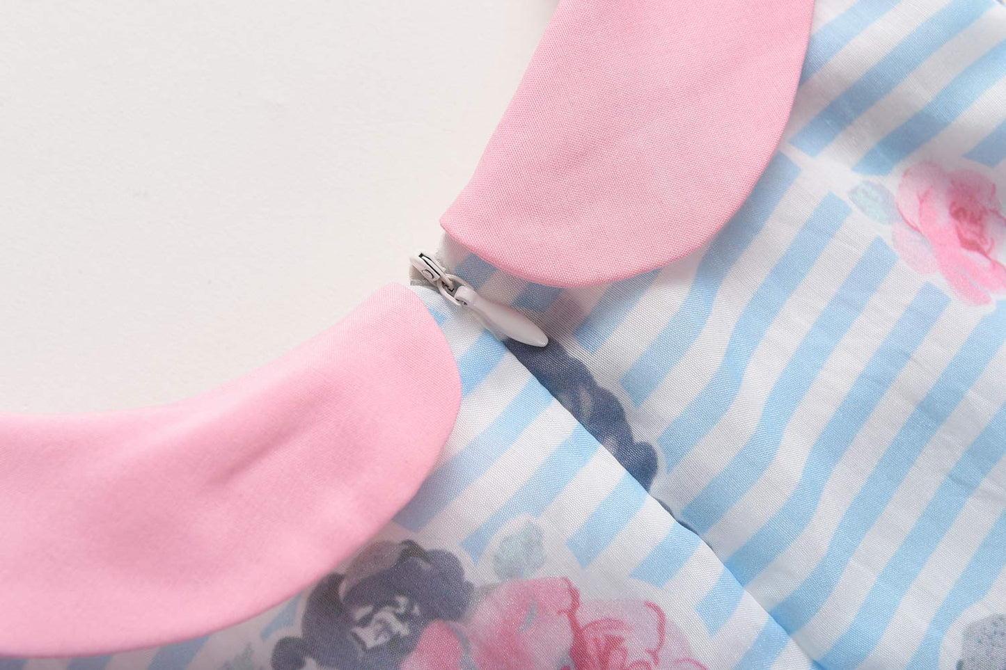 BONNY BILLY Mädchen Kleider Ärmellos Sommer Freizeit Gestreift Blumen A-Linie Kinder Kleid mit Kragen