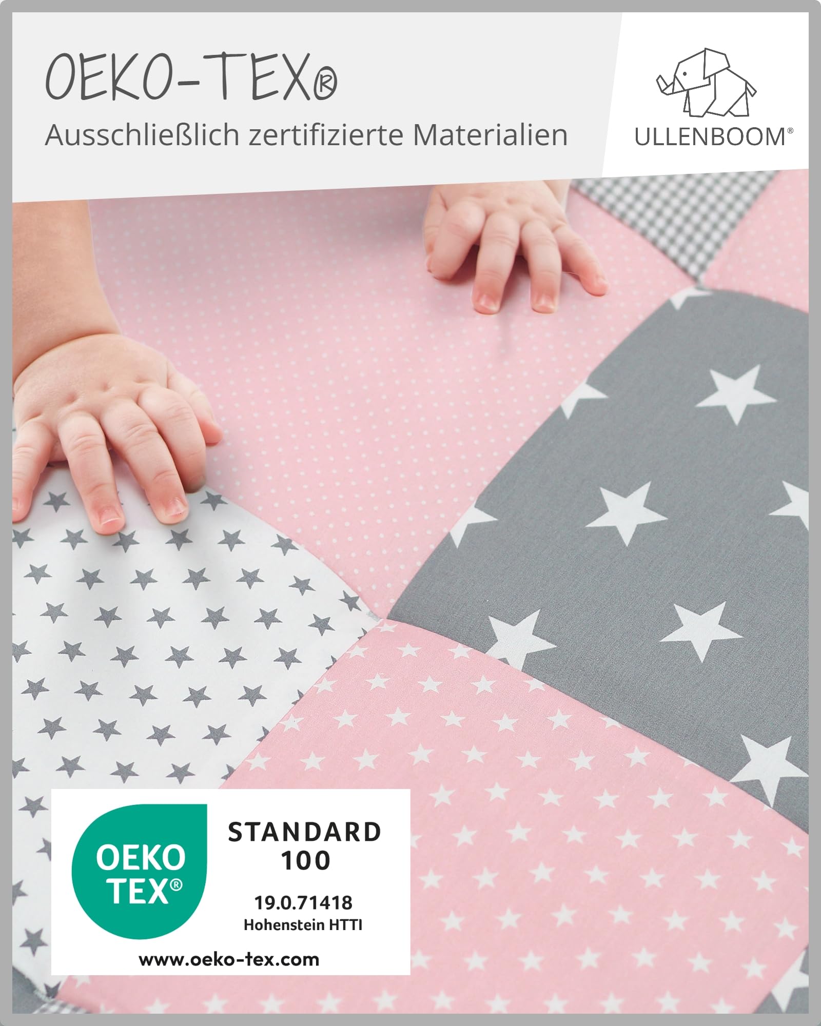 ULLENBOOM Krabbeldecke für Baby 80x80 cm, Outdoor-geeignet, 100% OEKO-TEX Materialien, Made in EU, Weich gepolstert, Eukalyptus - ideal als Spieldecke Baby - Meloni2